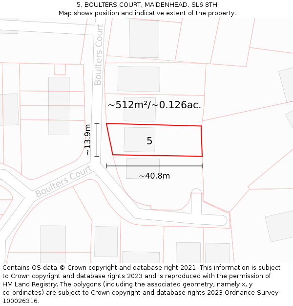 5, BOULTERS COURT, MAIDENHEAD, SL6 8TH: Plot and title map