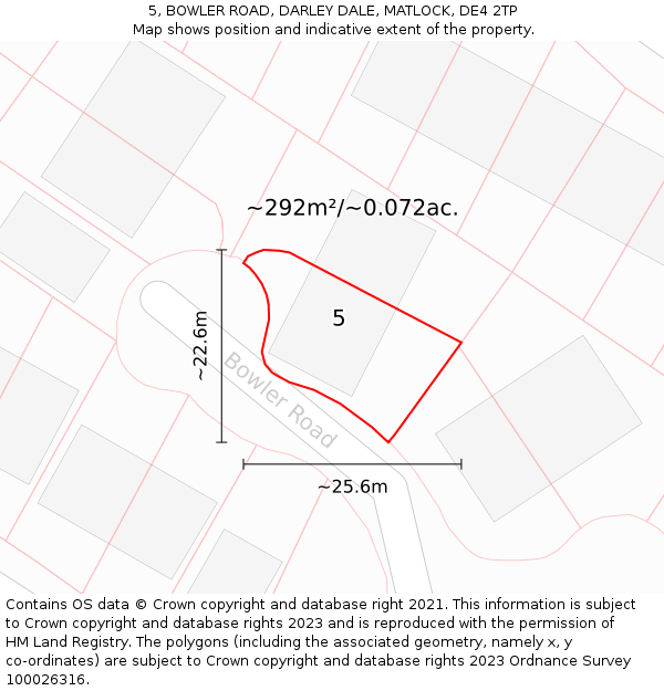 5, BOWLER ROAD, DARLEY DALE, MATLOCK, DE4 2TP: Plot and title map
