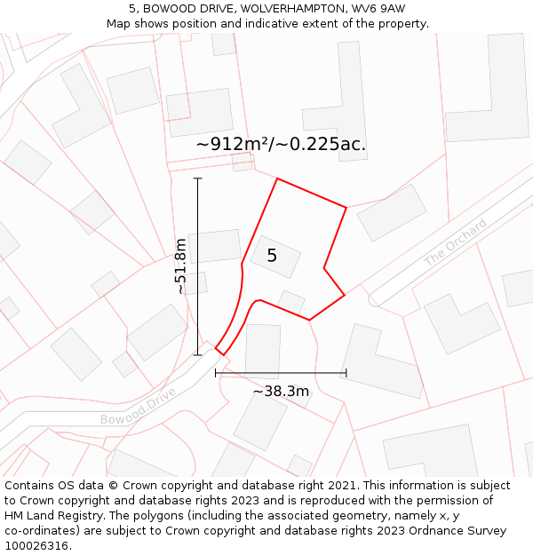 5, BOWOOD DRIVE, WOLVERHAMPTON, WV6 9AW: Plot and title map