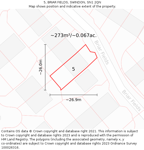 5, BRIAR FIELDS, SWINDON, SN1 2QN: Plot and title map