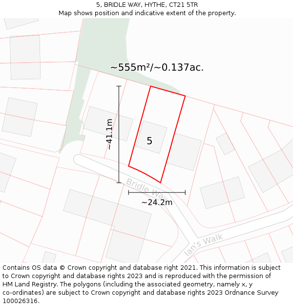 5, BRIDLE WAY, HYTHE, CT21 5TR: Plot and title map