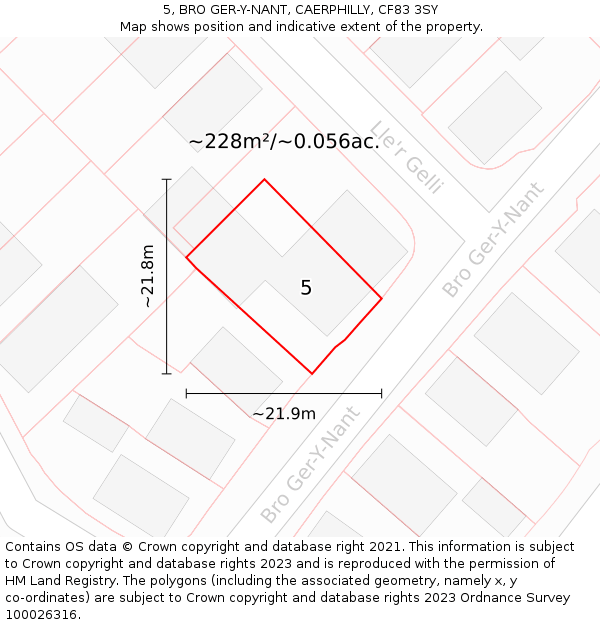 5, BRO GER-Y-NANT, CAERPHILLY, CF83 3SY: Plot and title map