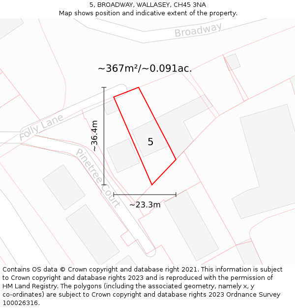 5, BROADWAY, WALLASEY, CH45 3NA: Plot and title map