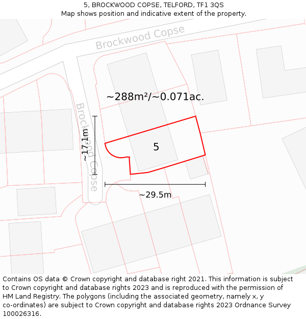 5, BROCKWOOD COPSE, TELFORD, TF1 3QS: Plot and title map