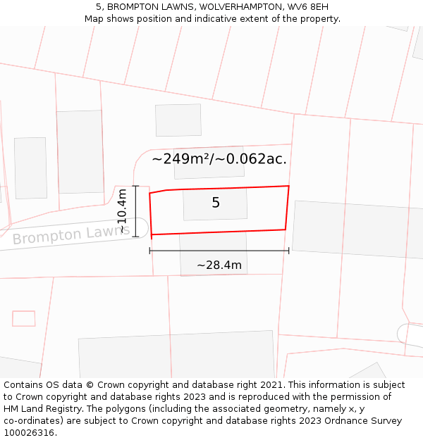 5, BROMPTON LAWNS, WOLVERHAMPTON, WV6 8EH: Plot and title map