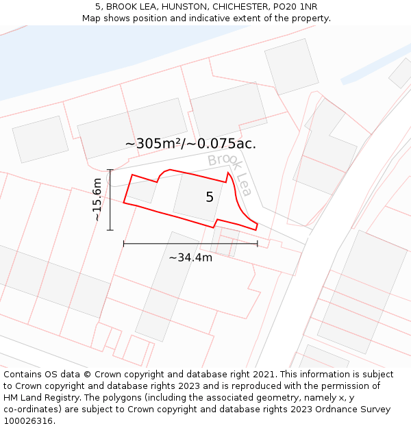 5, BROOK LEA, HUNSTON, CHICHESTER, PO20 1NR: Plot and title map