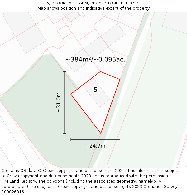 5, BROOKDALE FARM, BROADSTONE, BH18 9BH: Plot and title map