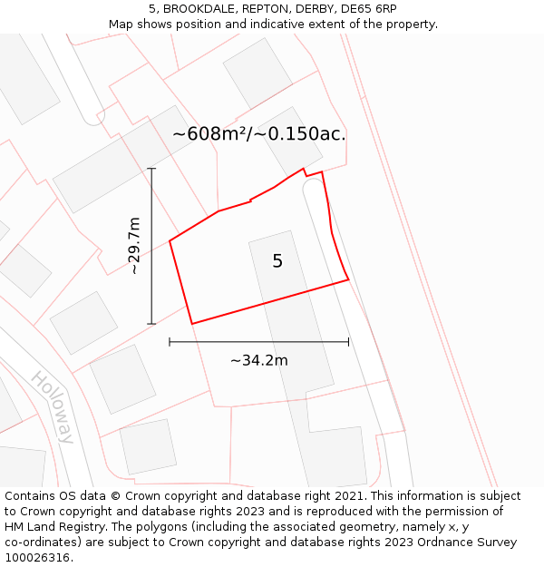 5, BROOKDALE, REPTON, DERBY, DE65 6RP: Plot and title map