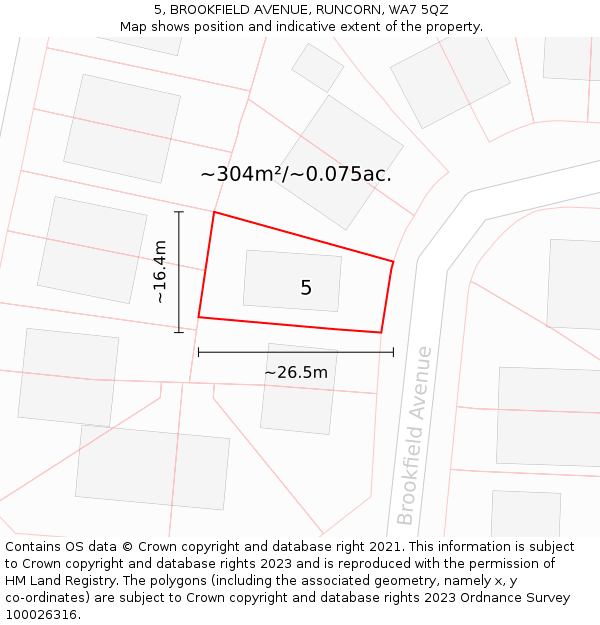 5, BROOKFIELD AVENUE, RUNCORN, WA7 5QZ: Plot and title map