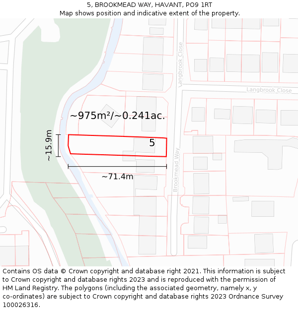 5, BROOKMEAD WAY, HAVANT, PO9 1RT: Plot and title map