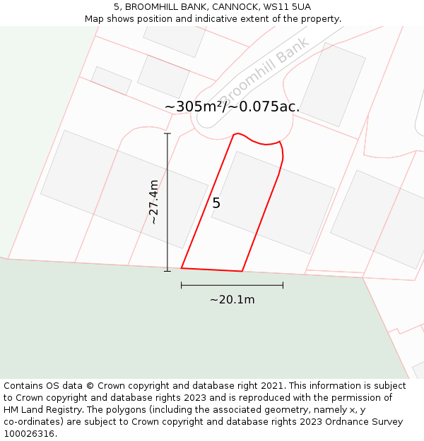 5, BROOMHILL BANK, CANNOCK, WS11 5UA: Plot and title map