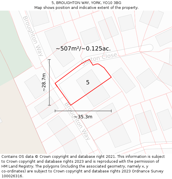 5, BROUGHTON WAY, YORK, YO10 3BG: Plot and title map