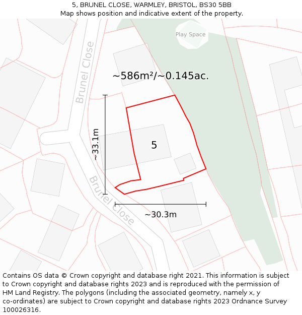 5, BRUNEL CLOSE, WARMLEY, BRISTOL, BS30 5BB: Plot and title map