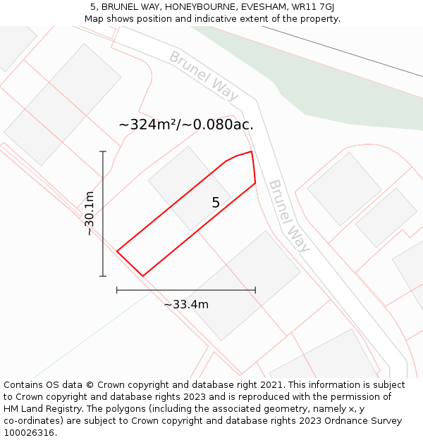 5, BRUNEL WAY, HONEYBOURNE, EVESHAM, WR11 7GJ: Plot and title map