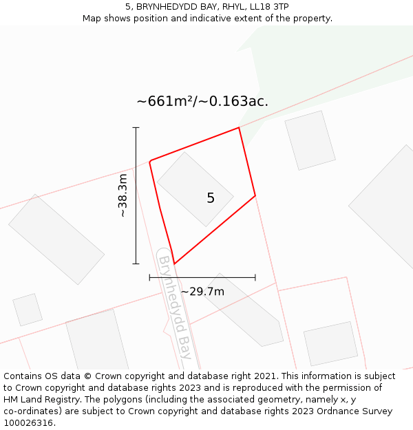 5, BRYNHEDYDD BAY, RHYL, LL18 3TP: Plot and title map