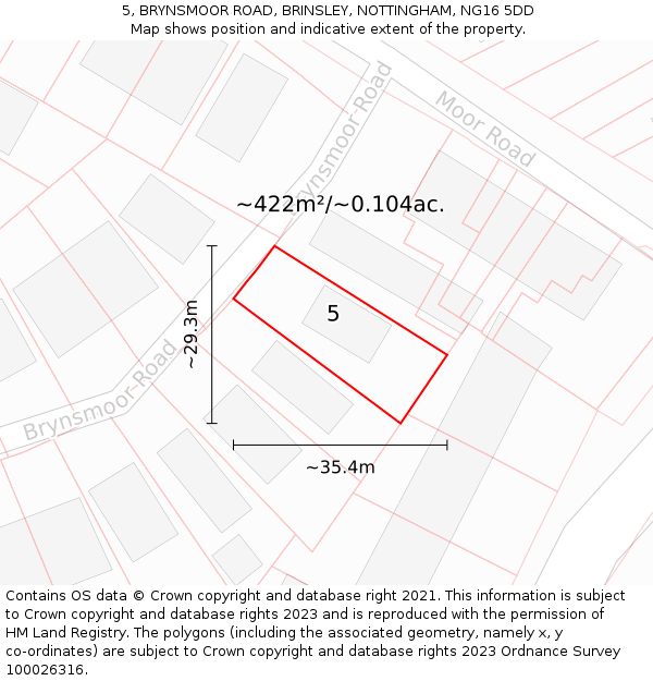 5, BRYNSMOOR ROAD, BRINSLEY, NOTTINGHAM, NG16 5DD: Plot and title map
