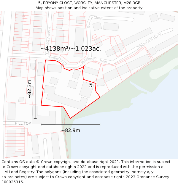 5, BRYONY CLOSE, WORSLEY, MANCHESTER, M28 3GR: Plot and title map