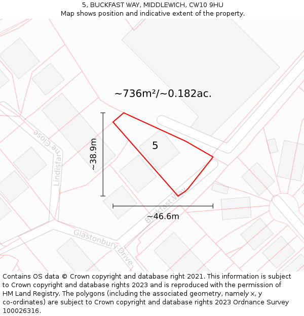 5, BUCKFAST WAY, MIDDLEWICH, CW10 9HU: Plot and title map