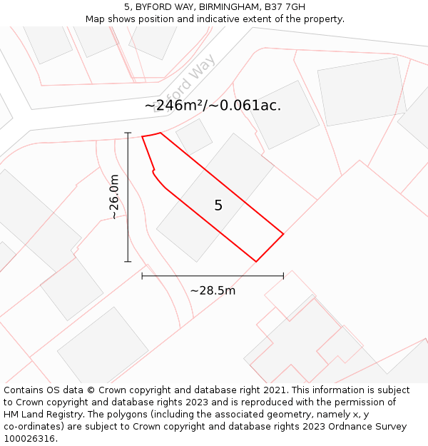 5, BYFORD WAY, BIRMINGHAM, B37 7GH: Plot and title map