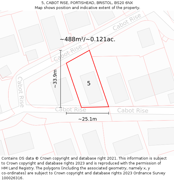 5, CABOT RISE, PORTISHEAD, BRISTOL, BS20 6NX: Plot and title map