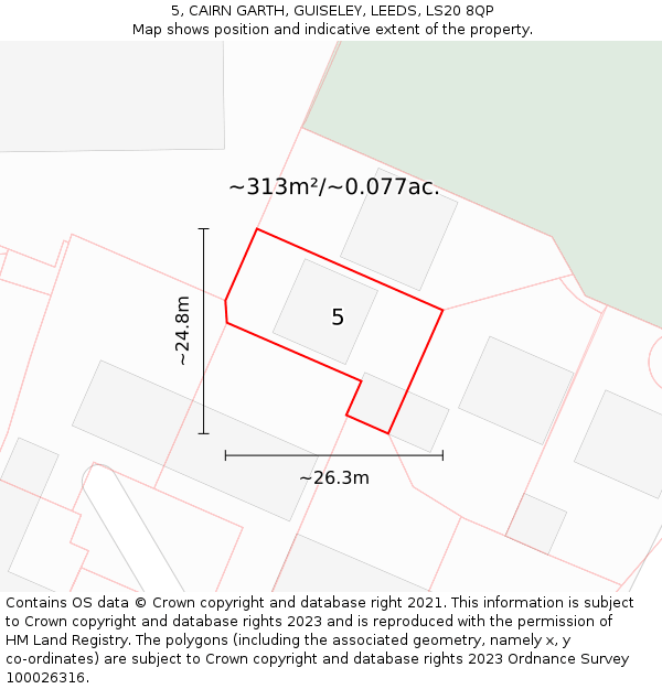 5, CAIRN GARTH, GUISELEY, LEEDS, LS20 8QP: Plot and title map