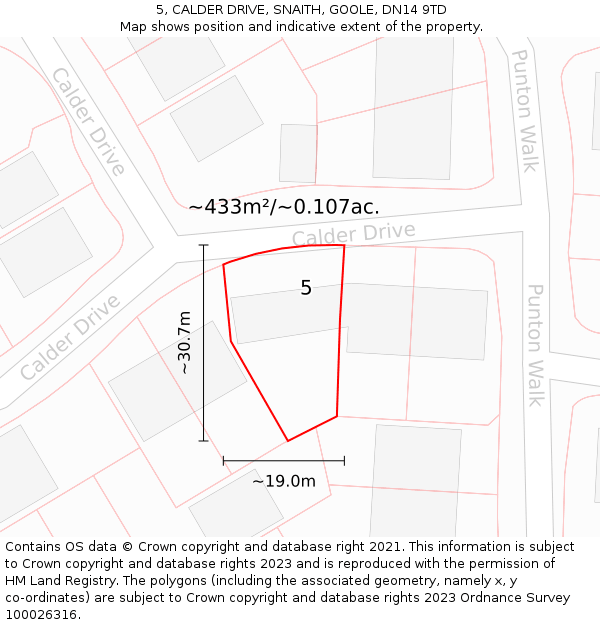 5, CALDER DRIVE, SNAITH, GOOLE, DN14 9TD: Plot and title map