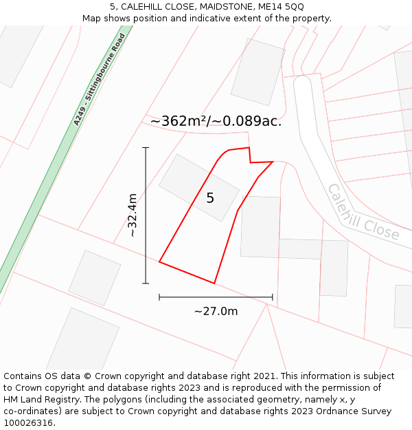 5, CALEHILL CLOSE, MAIDSTONE, ME14 5QQ: Plot and title map