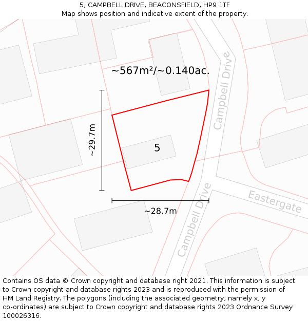 5, CAMPBELL DRIVE, BEACONSFIELD, HP9 1TF: Plot and title map