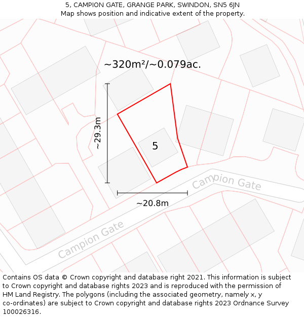 5, CAMPION GATE, GRANGE PARK, SWINDON, SN5 6JN: Plot and title map