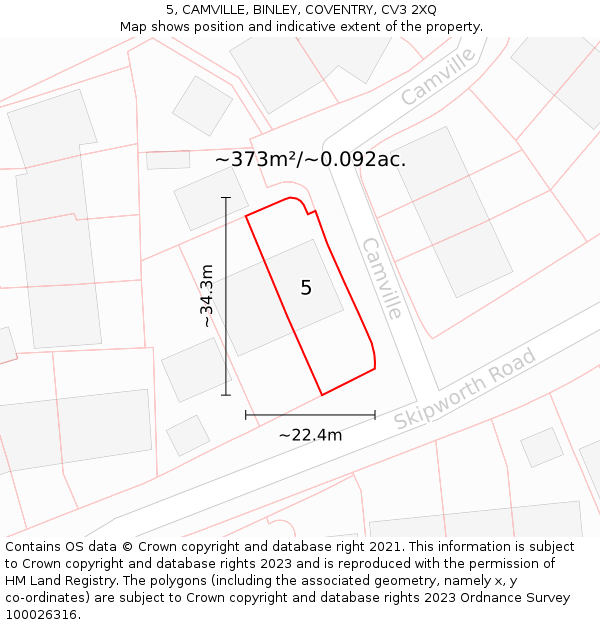 5, CAMVILLE, BINLEY, COVENTRY, CV3 2XQ: Plot and title map