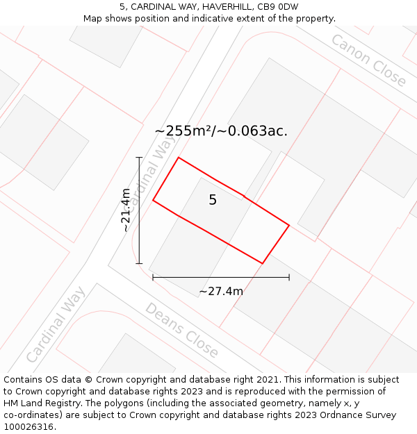 5, CARDINAL WAY, HAVERHILL, CB9 0DW: Plot and title map