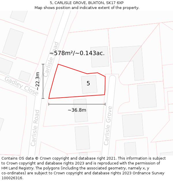 5, CARLISLE GROVE, BUXTON, SK17 6XP: Plot and title map