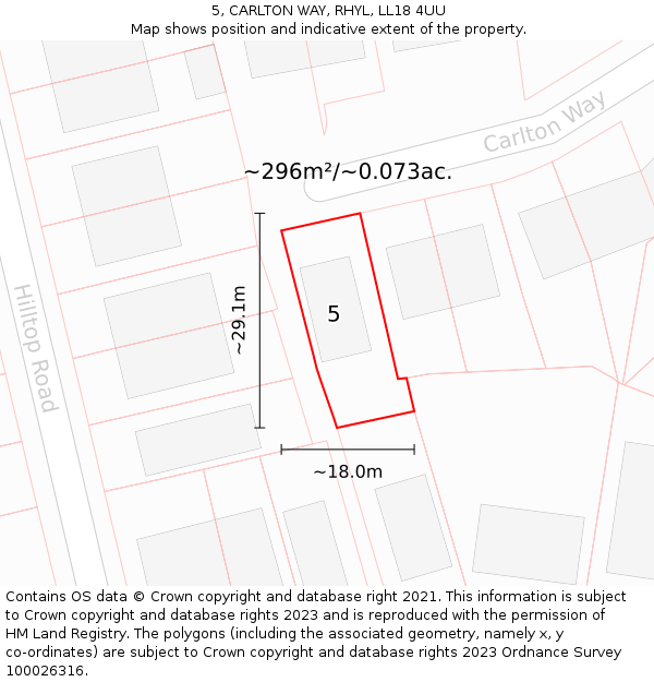 5, CARLTON WAY, RHYL, LL18 4UU: Plot and title map