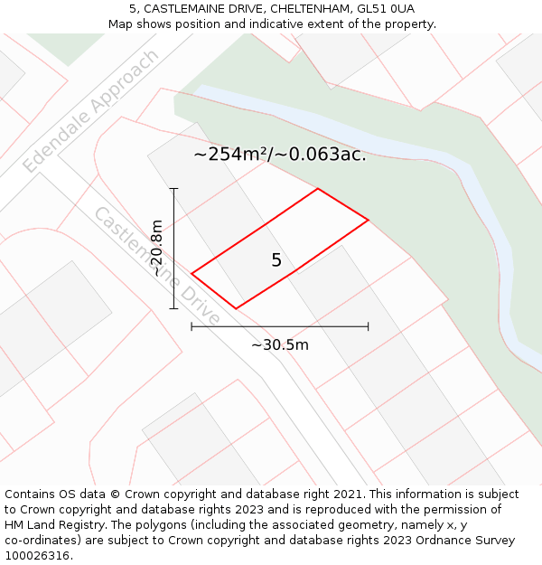 5, CASTLEMAINE DRIVE, CHELTENHAM, GL51 0UA: Plot and title map