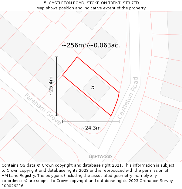 5, CASTLETON ROAD, STOKE-ON-TRENT, ST3 7TD: Plot and title map