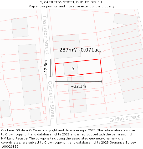 5, CASTLETON STREET, DUDLEY, DY2 0LU: Plot and title map