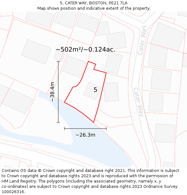 5, CATER WAY, BOSTON, PE21 7LA: Plot and title map