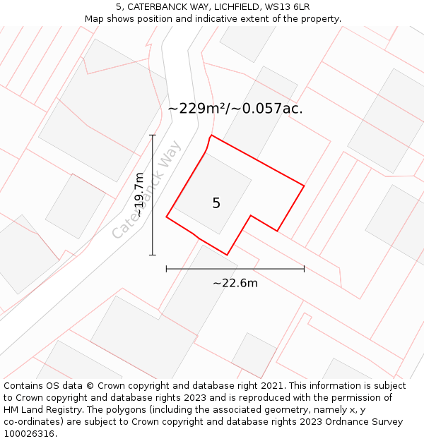 5, CATERBANCK WAY, LICHFIELD, WS13 6LR: Plot and title map