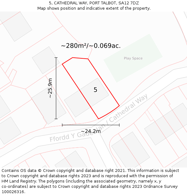 5, CATHEDRAL WAY, PORT TALBOT, SA12 7DZ: Plot and title map