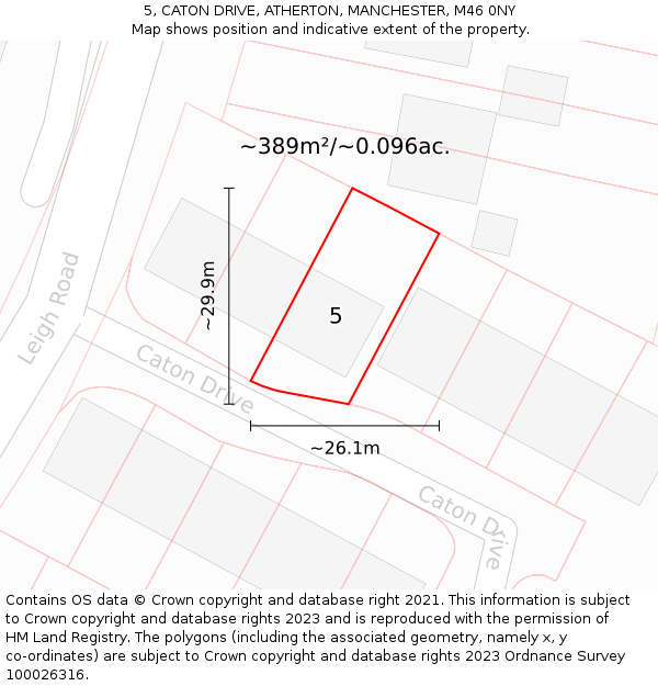 5, CATON DRIVE, ATHERTON, MANCHESTER, M46 0NY: Plot and title map