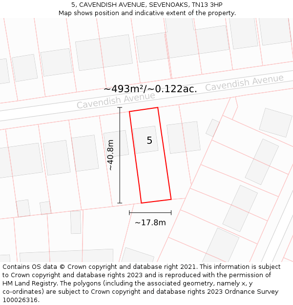 5, CAVENDISH AVENUE, SEVENOAKS, TN13 3HP: Plot and title map