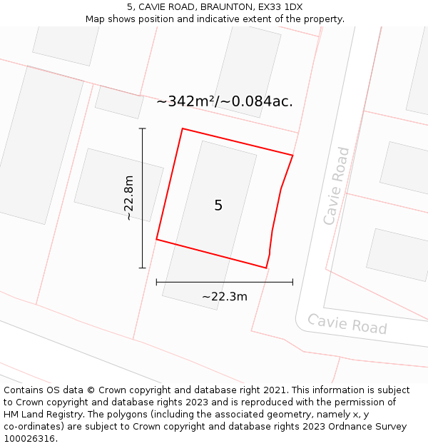 5, CAVIE ROAD, BRAUNTON, EX33 1DX: Plot and title map