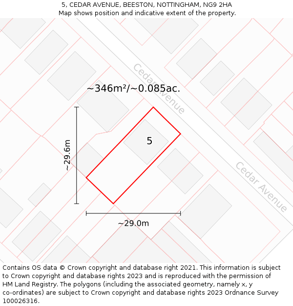 5, CEDAR AVENUE, BEESTON, NOTTINGHAM, NG9 2HA: Plot and title map