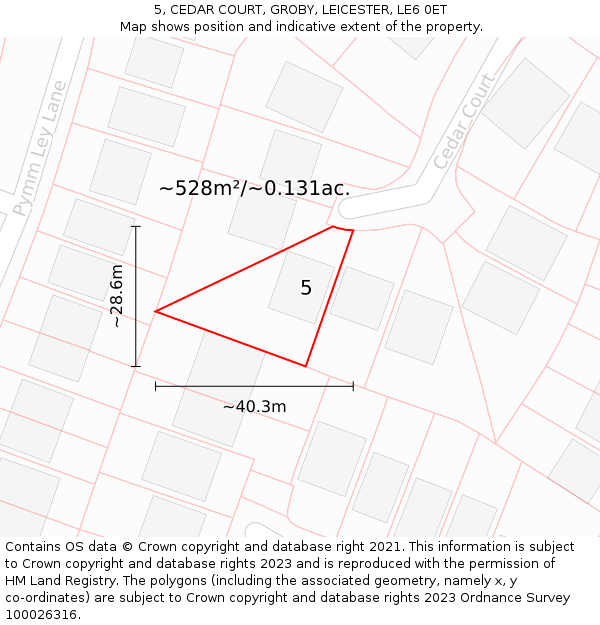 5, CEDAR COURT, GROBY, LEICESTER, LE6 0ET: Plot and title map