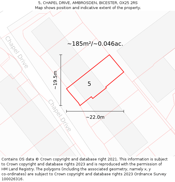 5, CHAPEL DRIVE, AMBROSDEN, BICESTER, OX25 2RS: Plot and title map