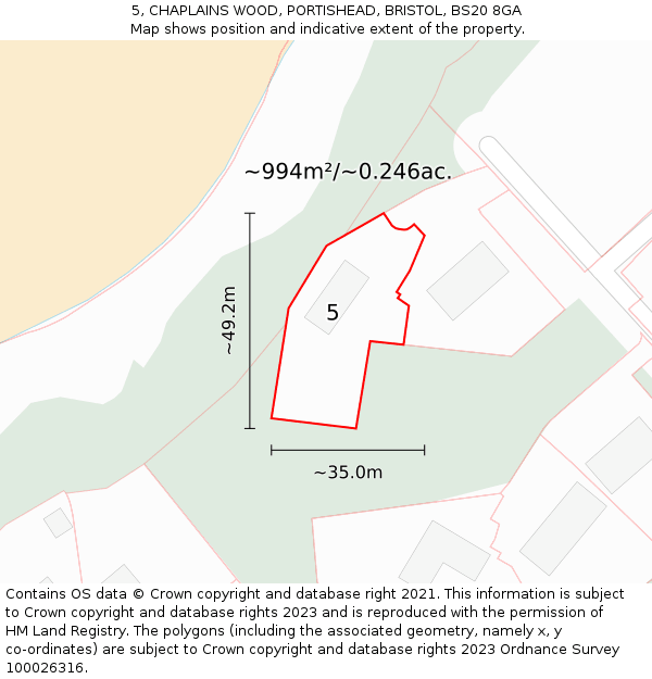 5, CHAPLAINS WOOD, PORTISHEAD, BRISTOL, BS20 8GA: Plot and title map