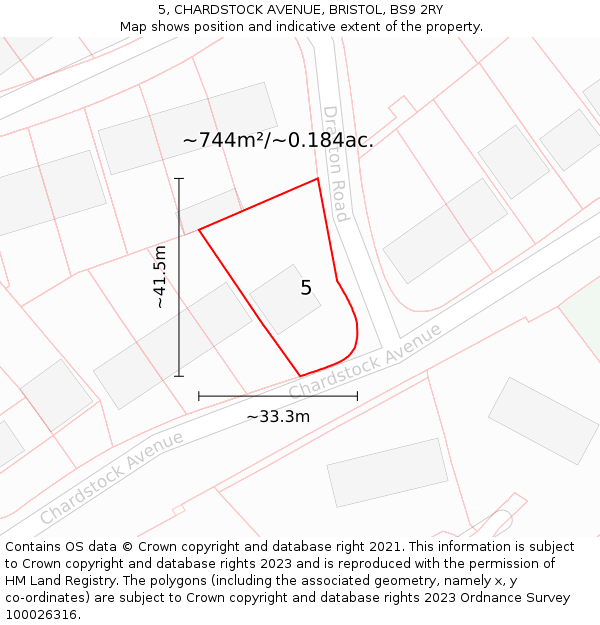 5, CHARDSTOCK AVENUE, BRISTOL, BS9 2RY: Plot and title map