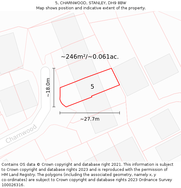 5, CHARNWOOD, STANLEY, DH9 8BW: Plot and title map