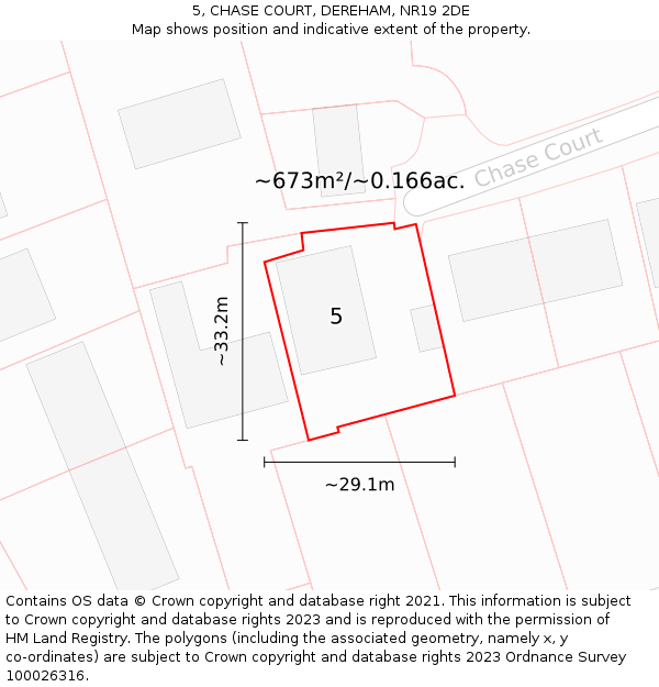 5, CHASE COURT, DEREHAM, NR19 2DE: Plot and title map