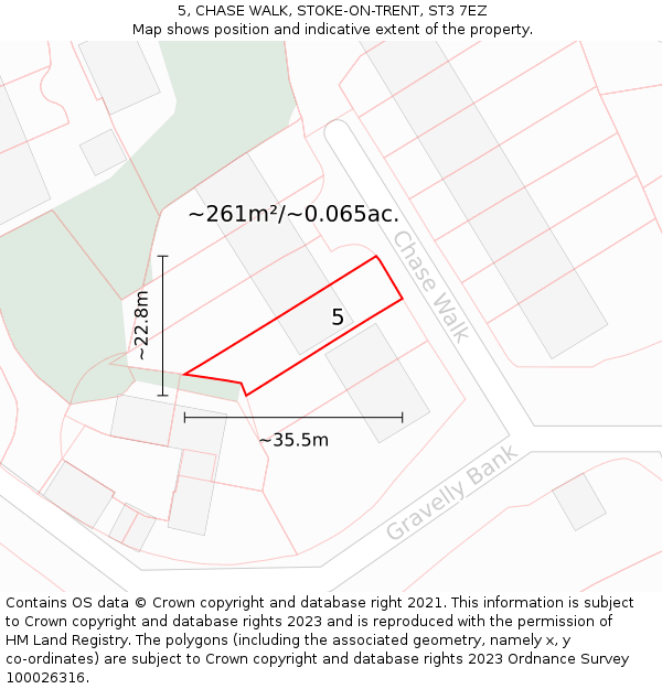 5, CHASE WALK, STOKE-ON-TRENT, ST3 7EZ: Plot and title map